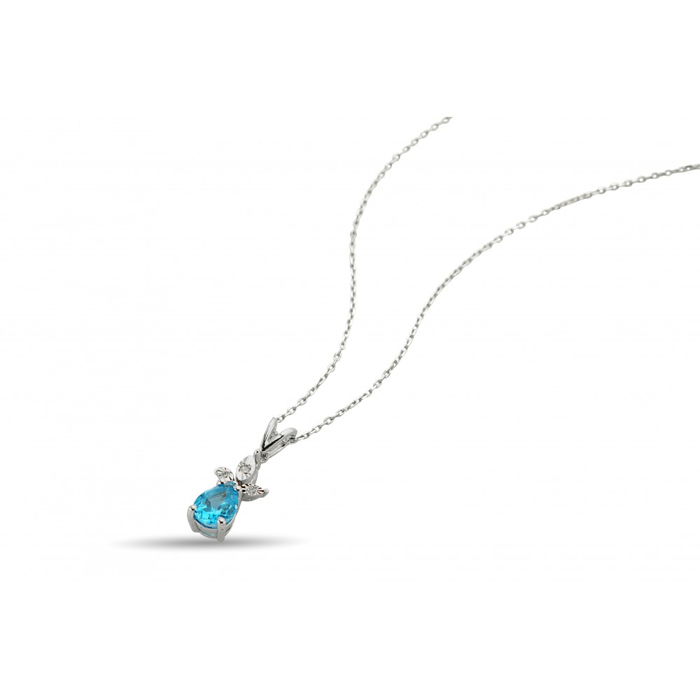0,94 Karat Blue Topaz Damla Kolye