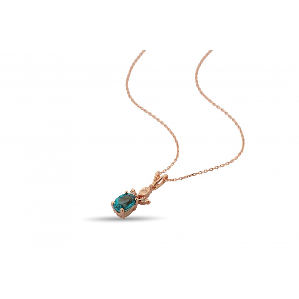 0,98 Karat London Blue Oval Kolye