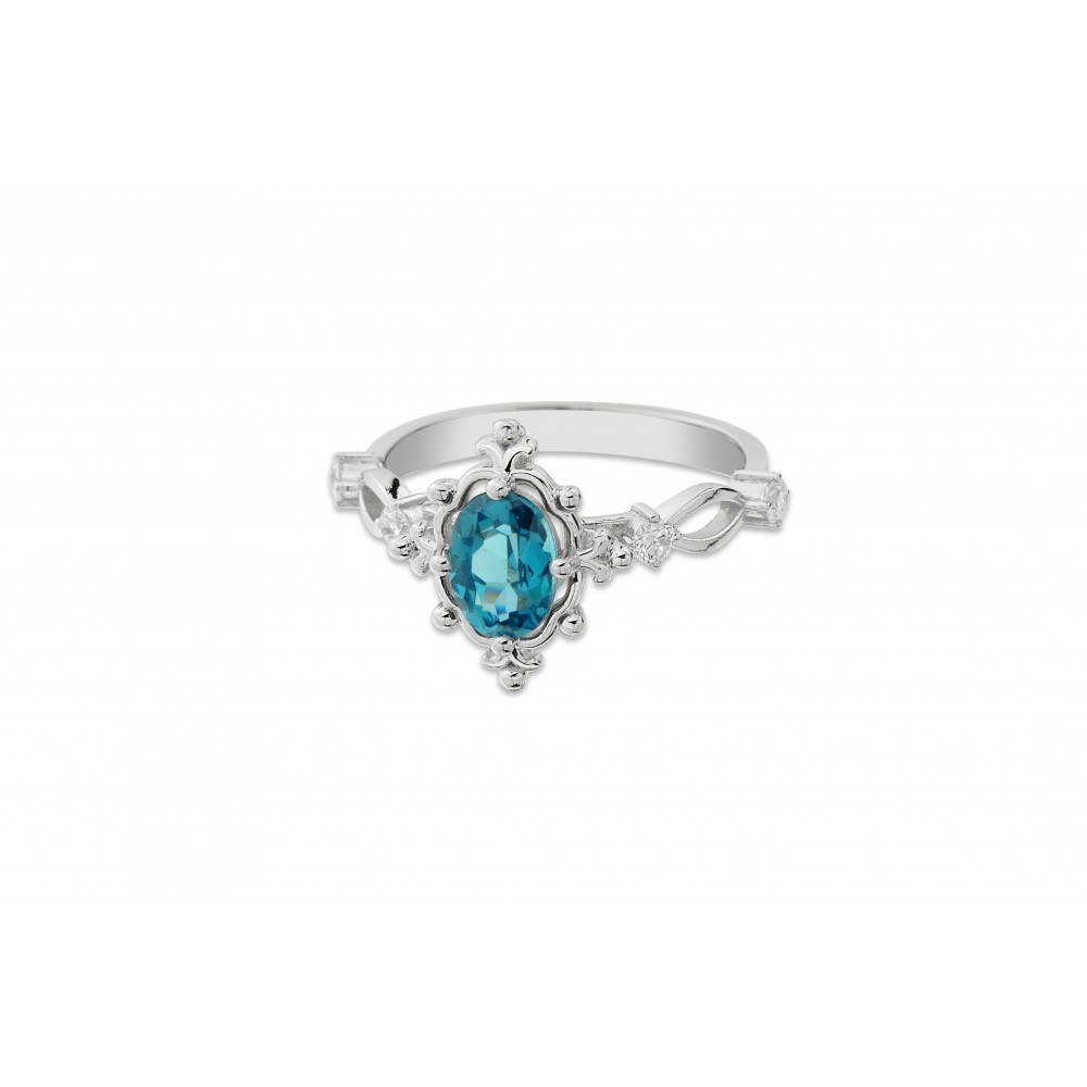 1,22 Karat LONDON BLUE TOPAZ Oval Yüzük