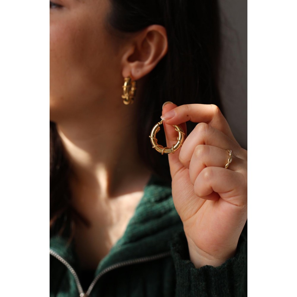 Gümüş Gold Sarmal Küpe