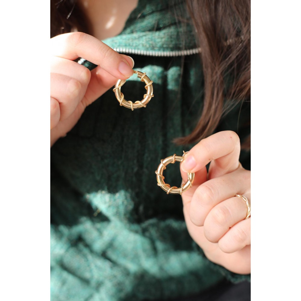 Gümüş Gold Sarmal Küpe