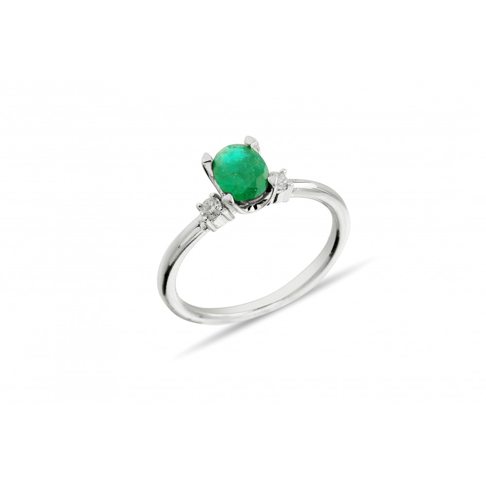 0,81 Karat Pırlantalı Zümrüt Yüzük