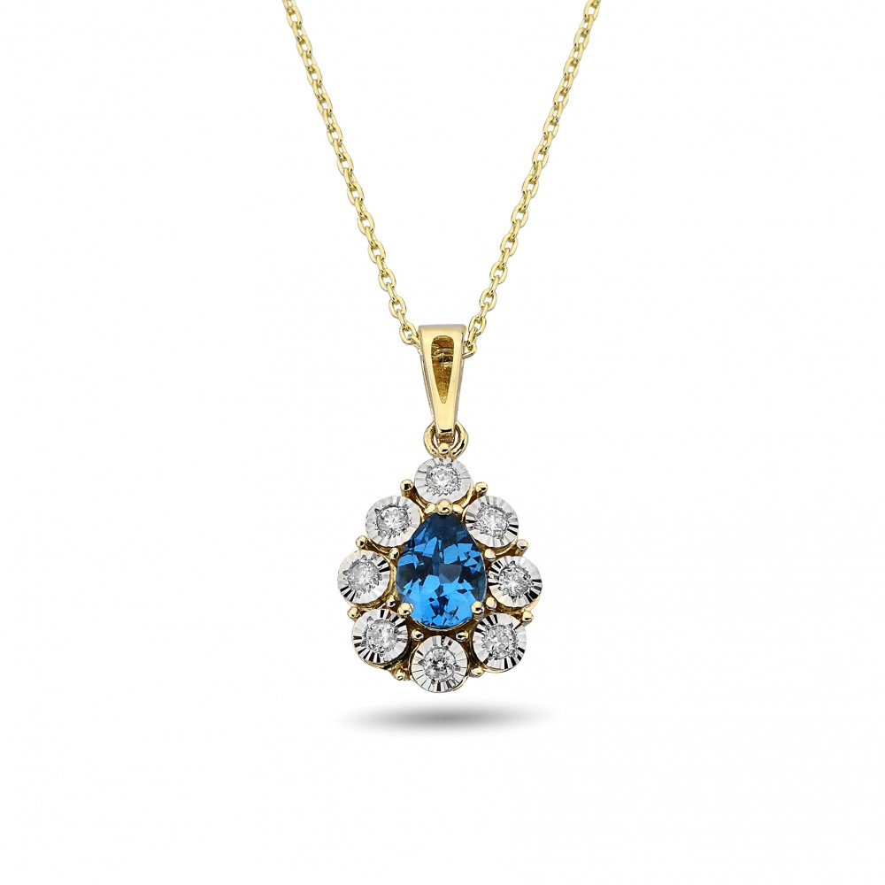 1,13 KARAT PIRLANTALI LONDON BLUE KOLYE