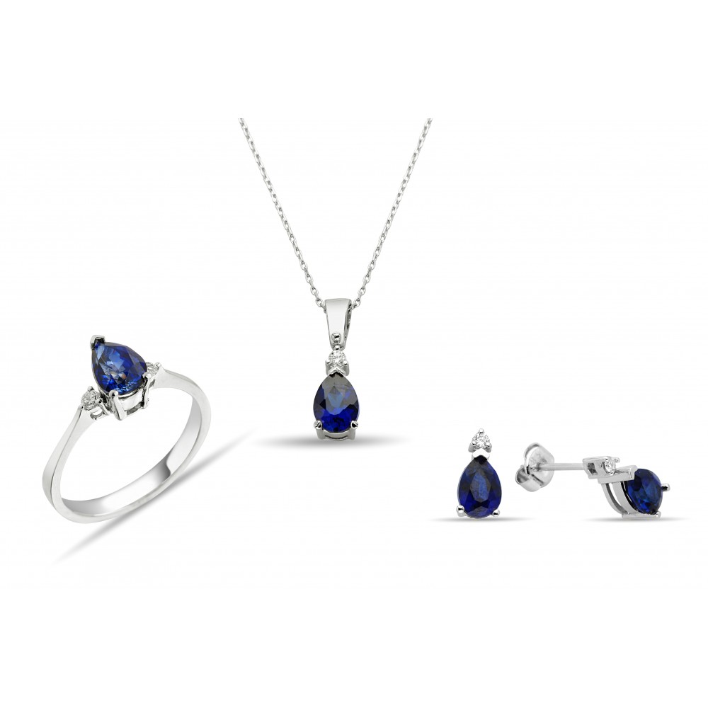 5,19 Karat Pırlantalı Natural Safir Takım