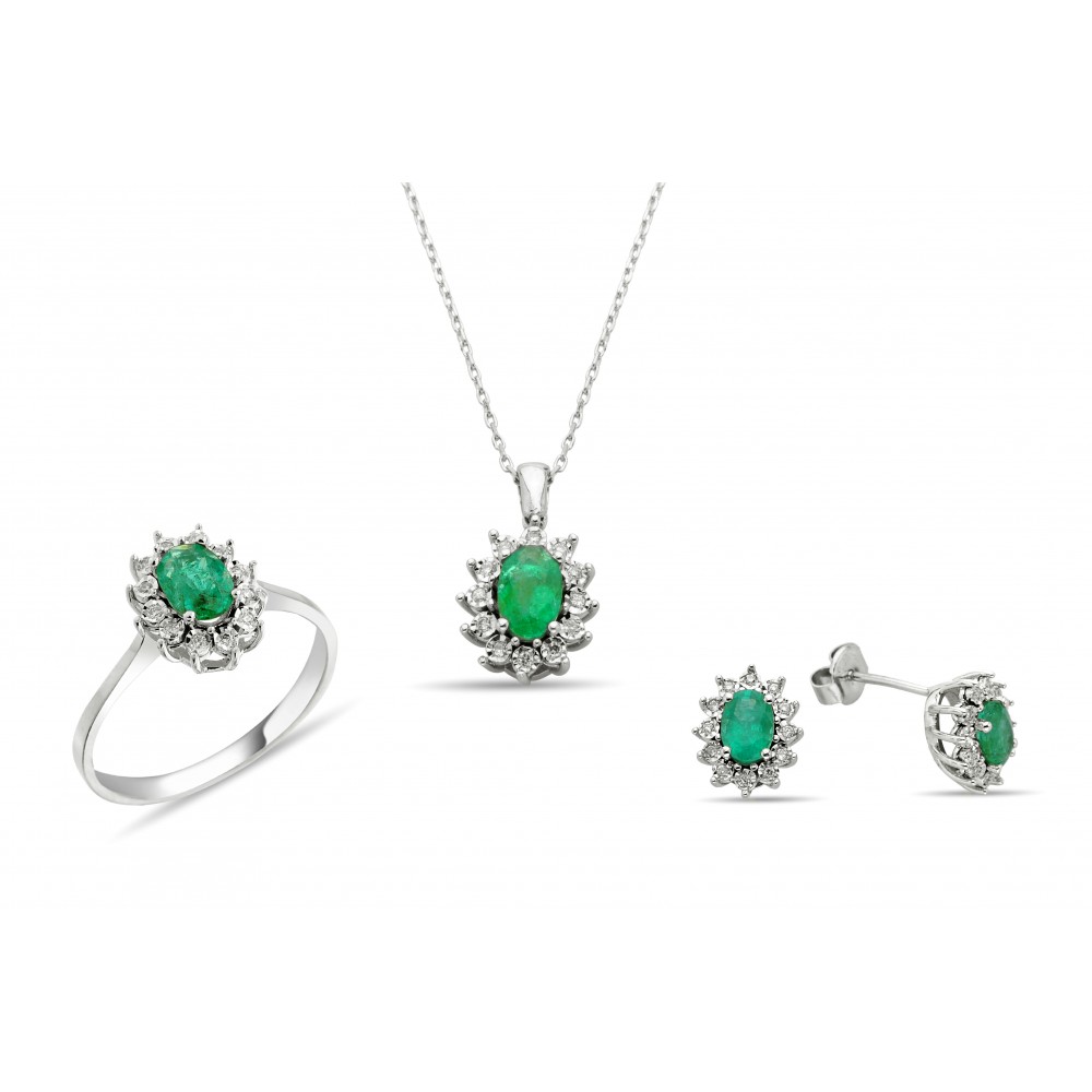 2,13 Karat Pırlantalı Natural Zümrüt Takım