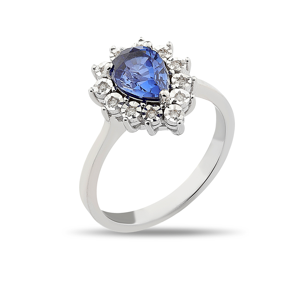 1,70 Karat Pırlantalı Safir Yüzük
