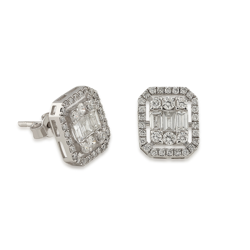 0,91 Karat Pırlanta Baget Küpe